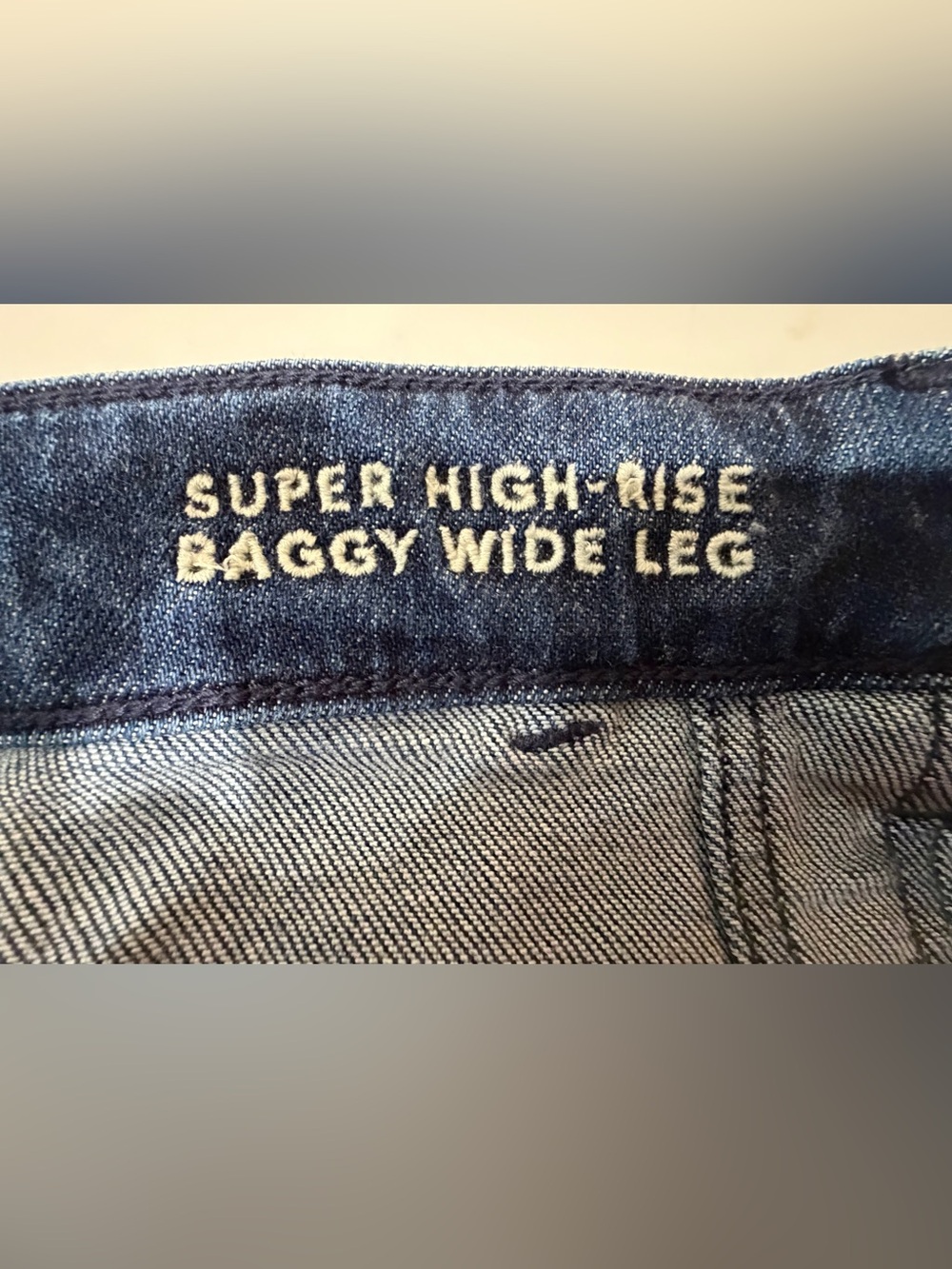 American Eagle Outfitters Stretch Super High-Rise Baggy Wide Leg Jeans Size 12 R - Picture 7 of 13